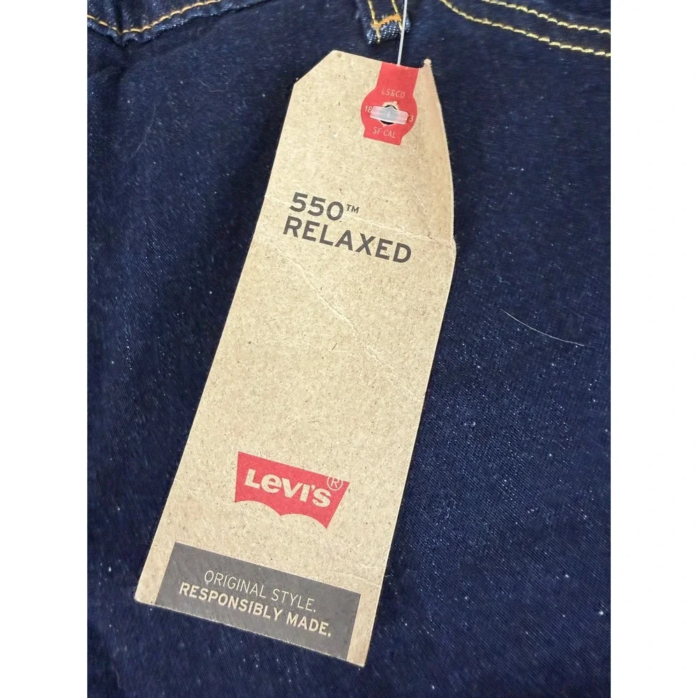 Levi's 550 Relaxed Fit Jeans Mens 48x32 Dark Blue Big & Tall Stretch Tapered Leg